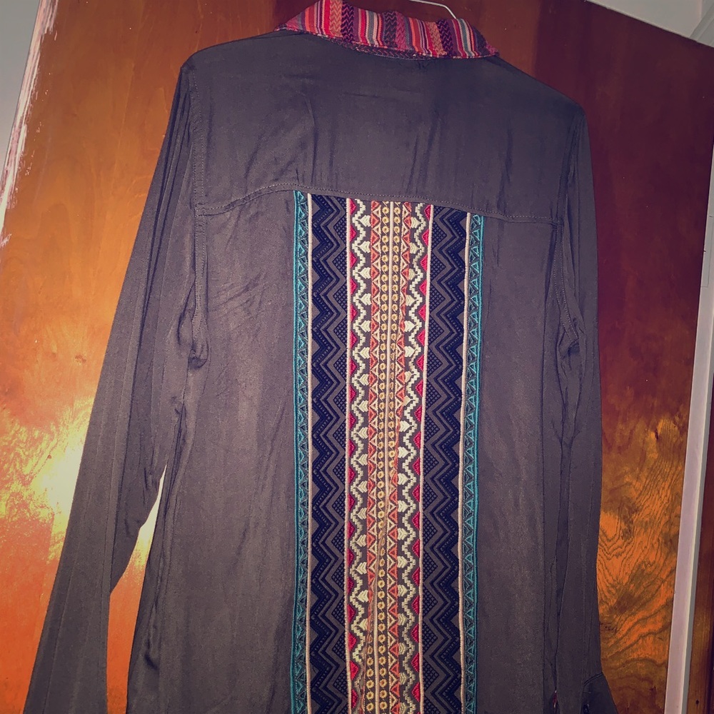 Grey serape button down Shirt NEW